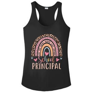 School Principal Rainbow Leopard Funny School Principal Ladies PosiCharge Competitor Racerback Tank