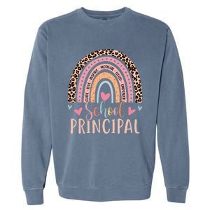 School Principal Rainbow Leopard Funny School Principal Garment-Dyed Sweatshirt