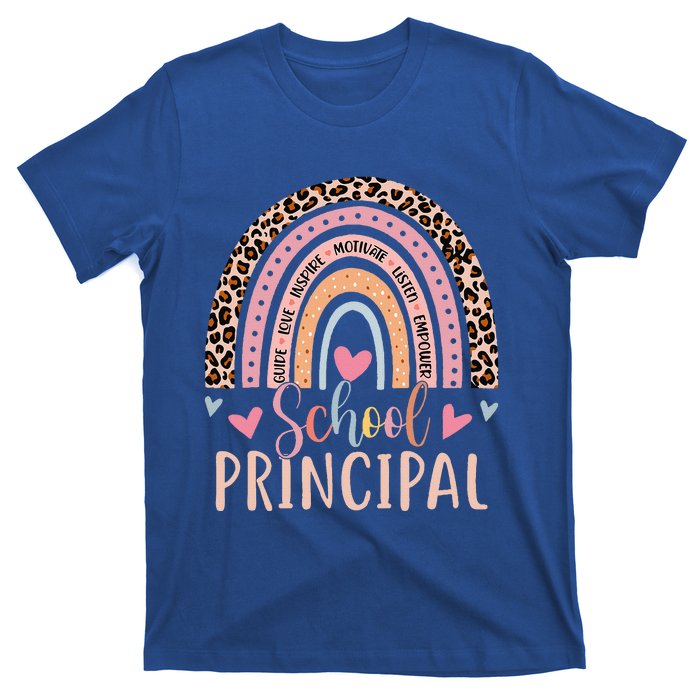 School Principal Rainbow Leopard Funny School Principal T-Shirt