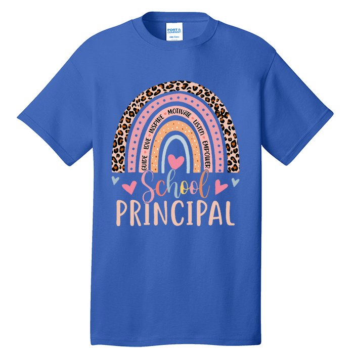 School Principal Rainbow Leopard Funny School Principal Tall T-Shirt