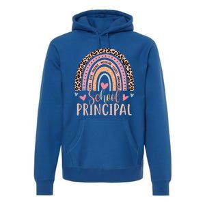 School Principal Rainbow Leopard Funny School Principal Premium Hoodie