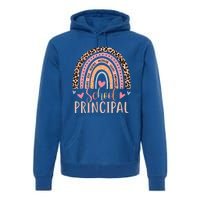 School Principal Rainbow Leopard Funny School Principal Premium Hoodie