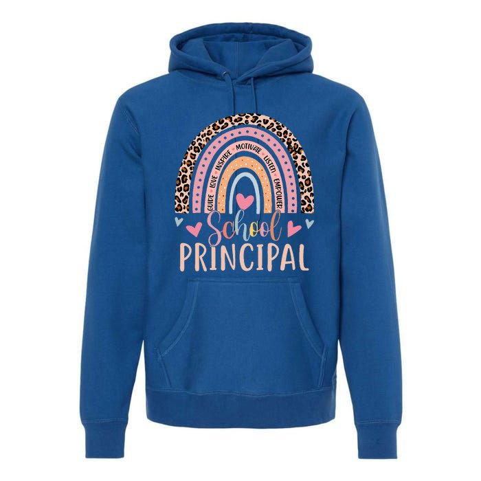 School Principal Rainbow Leopard Funny School Principal Premium Hoodie