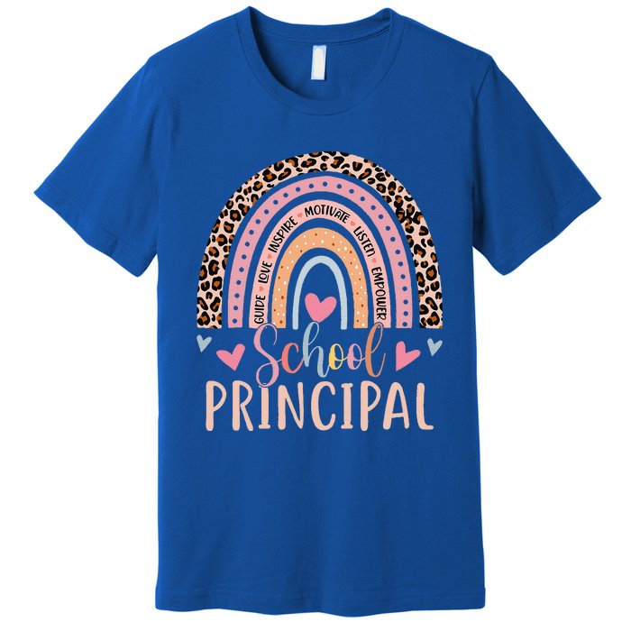 School Principal Rainbow Leopard Funny School Principal Premium T-Shirt