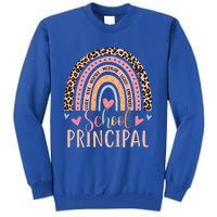 School Principal Rainbow Leopard Funny School Principal Tall Sweatshirt