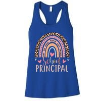 School Principal Rainbow Leopard Funny School Principal Women's Racerback Tank