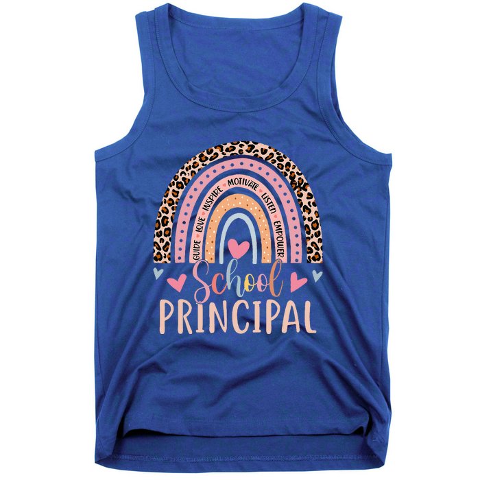 School Principal Rainbow Leopard Funny School Principal Tank Top