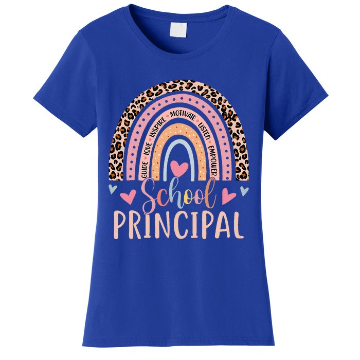 School Principal Rainbow Leopard Funny School Principal Women's T-Shirt