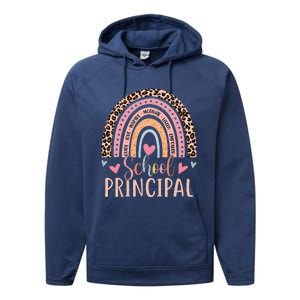 School Principal Rainbow Leopard Funny School Principal Performance Fleece Hoodie