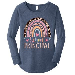 School Principal Rainbow Leopard Funny School Principal Women's Perfect Tri Tunic Long Sleeve Shirt