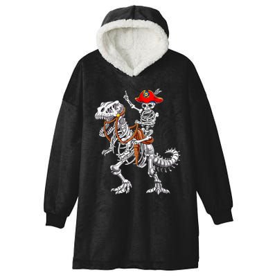 Skeleton Pirate Riding Skeleton Dinosaur Halloween Spooky Hooded Wearable Blanket