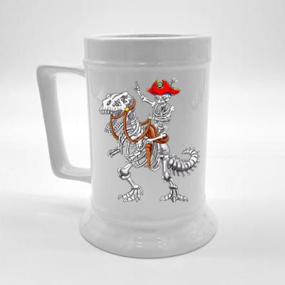 Skeleton Pirate Riding Skeleton Dinosaur Halloween Spooky Beer Stein