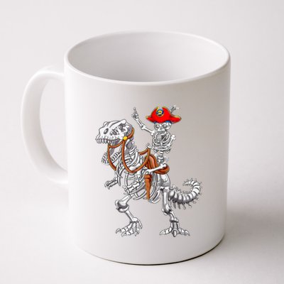 Skeleton Pirate Riding Skeleton Dinosaur Halloween Spooky Coffee Mug