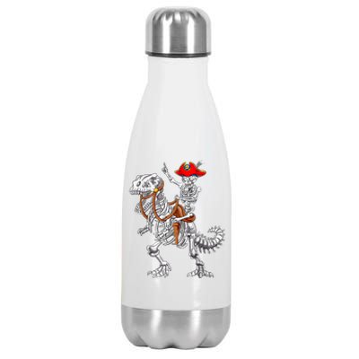 Skeleton Pirate Riding Skeleton Dinosaur Halloween Spooky Stainless Steel Insulated Water Bottle