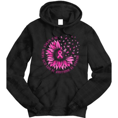 Sunflower Pink Ribbon Butterfly Breast Cancer Awareness Tie Dye Hoodie