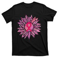 Sunflower Pink Ribbon Breast Cancer Awareness Warrior T-Shirt