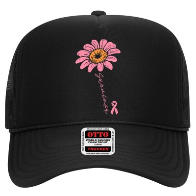Sunflower Pink Ribbon Breast Cancer Survivor Awareness Trucker Hat