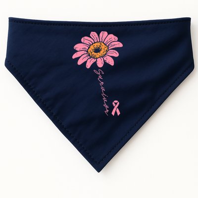 Sunflower Pink Ribbon Breast Cancer Survivor Awareness USA-Made Doggie Bandana