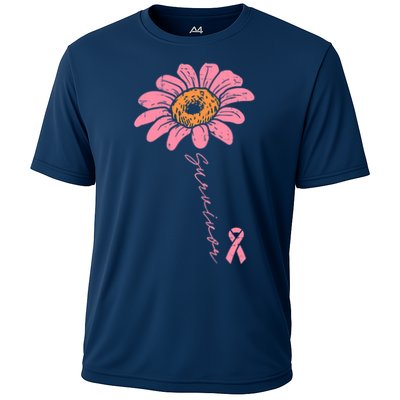 Sunflower Pink Ribbon Breast Cancer Survivor Awareness Performance Shirt