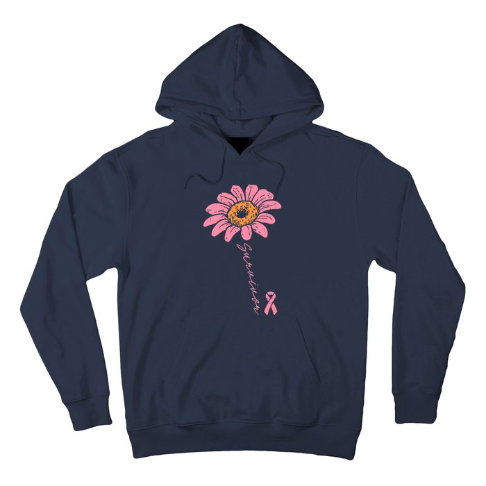 Sunflower Pink Ribbon Breast Cancer Survivor Awareness Hoodie