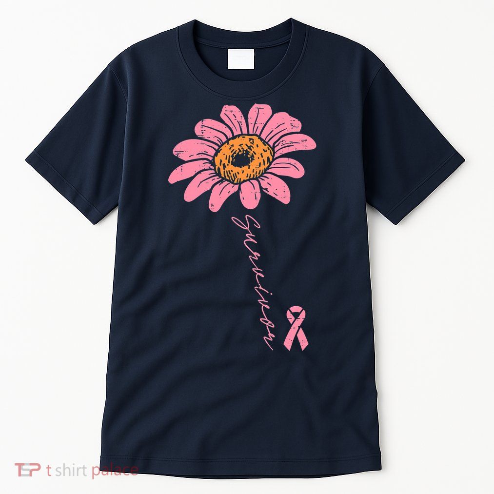 Sunflower Pink Ribbon Breast Cancer Survivor Awareness Tall T-Shirt
