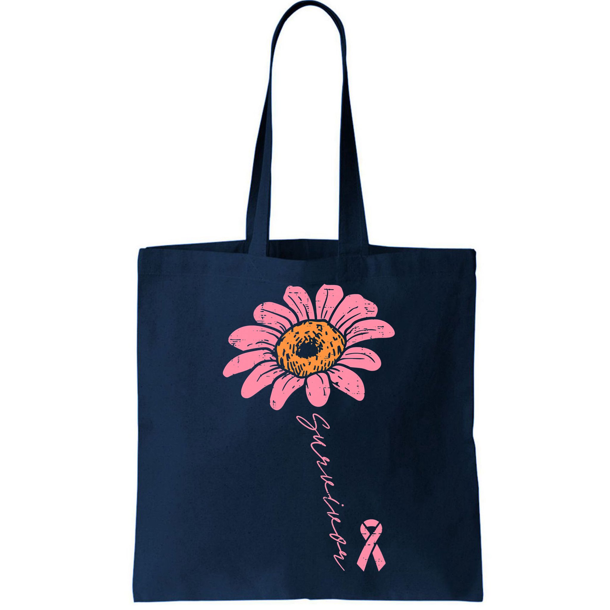 Sunflower Pink Ribbon Breast Cancer Survivor Awareness Bag