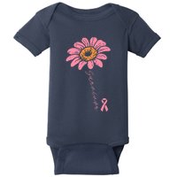 Sunflower Pink Ribbon Breast Cancer Survivor Awareness Baby Bodysuit