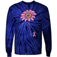 Sunflower Pink Ribbon Breast Cancer Survivor Awareness Tie-Dye Long Sleeve Shirt