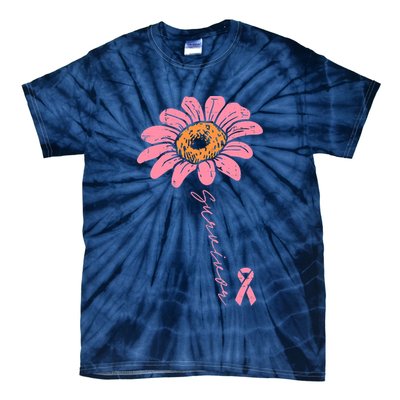 Sunflower Pink Ribbon Breast Cancer Survivor Awareness Tie-Dye T-Shirt