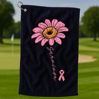 Sunflower Pink Ribbon Breast Cancer Survivor Awareness Golf Towel