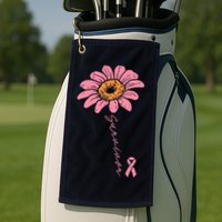 Sunflower Pink Ribbon Breast Cancer Survivor Awareness Golf Towel