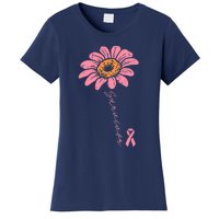 Sunflower Pink Ribbon Breast Cancer Survivor Awareness Women's T-Shirt