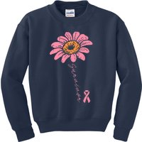 Sunflower Pink Ribbon Breast Cancer Survivor Awareness Kids Sweatshirt