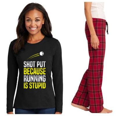 Shot Put Running Is Stupid Track Field Apparel Women's Long Sleeve Flannel Pajama Set 