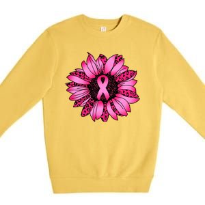 Sunflower Pink Ribbon Breast Cancer Awareness Premium Crewneck Sweatshirt