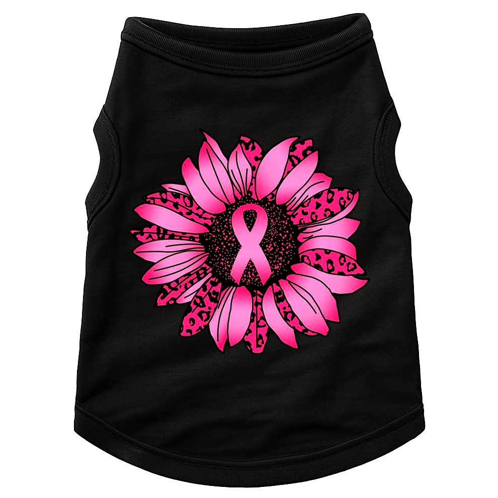 Sunflower Pink Ribbon Breast Cancer Awareness Doggie Tank