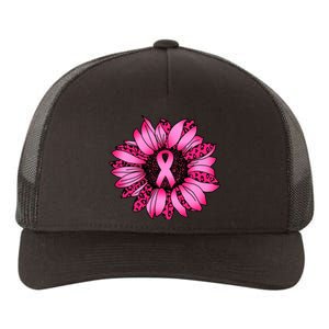 Sunflower Pink Ribbon Breast Cancer Awareness Yupoong Adult 5-Panel Trucker Hat