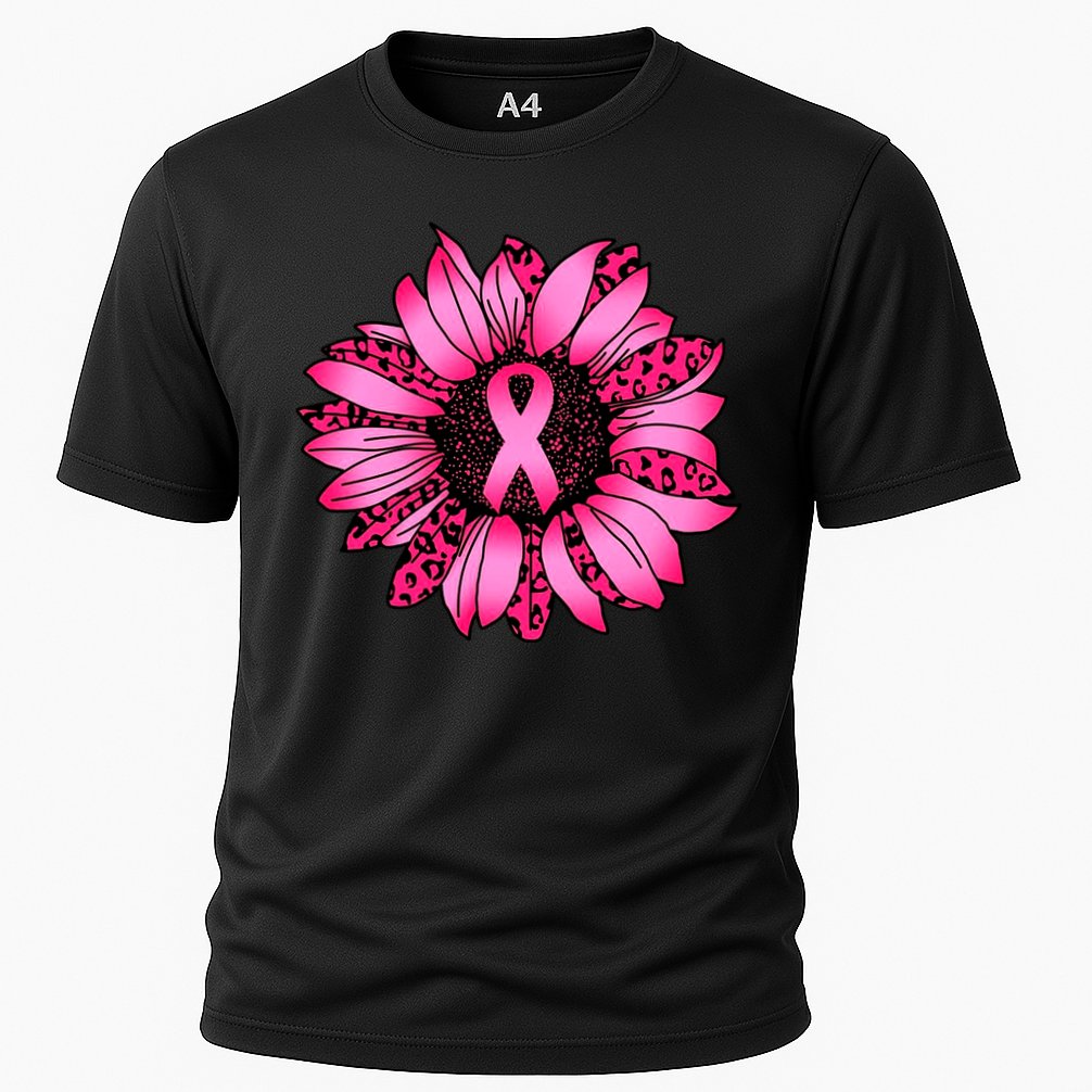 Sunflower Pink Ribbon Breast Cancer Awareness Cooling Performance Crew T-Shirt
