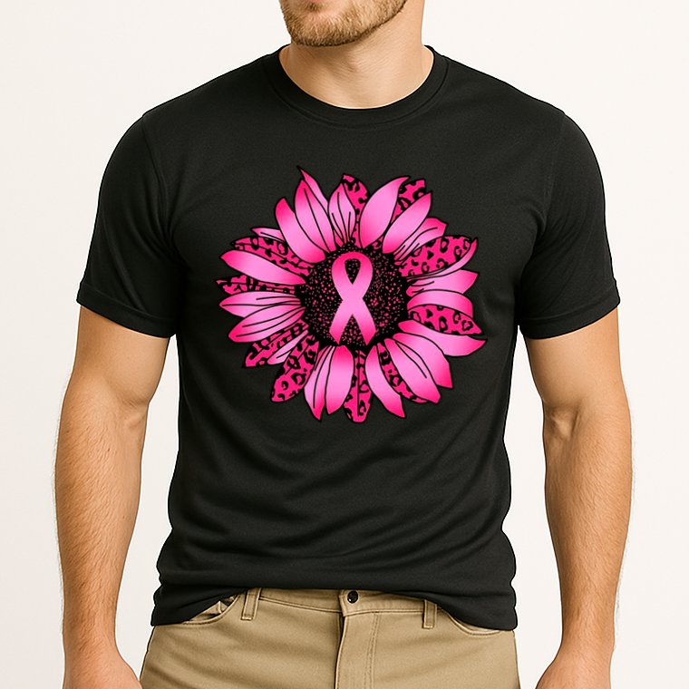 Sunflower Pink Ribbon Breast Cancer Awareness Cooling Performance Crew T-Shirt