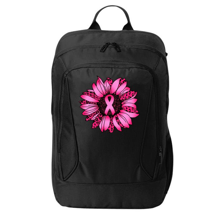 Sunflower Pink Ribbon Breast Cancer Awareness City Backpack