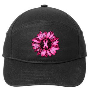 Sunflower Pink Ribbon Breast Cancer Awareness 7-Panel Snapback Hat