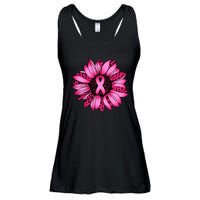 Sunflower Pink Ribbon Breast Cancer Awareness Ladies Essential Flowy Tank