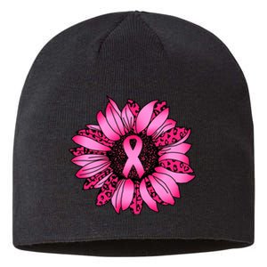 Sunflower Pink Ribbon Breast Cancer Awareness Sustainable Beanie