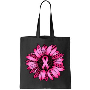 Sunflower Pink Ribbon Breast Cancer Awareness Tote Bag