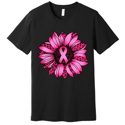 Sunflower Pink Ribbon Breast Cancer Awareness Premium T-Shirt