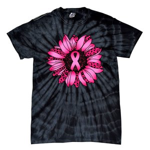 Sunflower Pink Ribbon Breast Cancer Awareness Tie-Dye T-Shirt