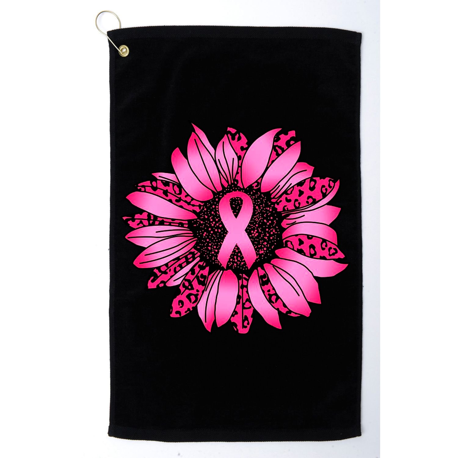Sunflower Pink Ribbon Breast Cancer Awareness Golf Towel