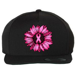 Sunflower Pink Ribbon Breast Cancer Awareness Wool Snapback Cap