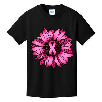 Sunflower Pink Ribbon Breast Cancer Awareness Kids T-Shirt