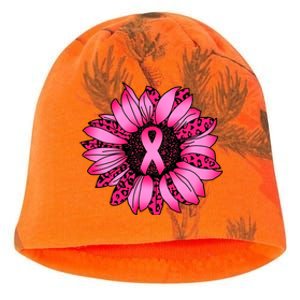 Sunflower Pink Ribbon Breast Cancer Awareness Kati - Camo Knit Beanie